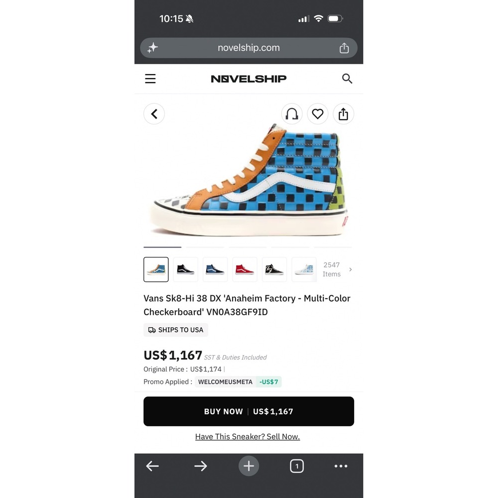 Vans Sk8-Hi Reissue Cap Multi Color Checkerboard High Top Sneakers 7.0W 5.5M - Picture 8 of 8